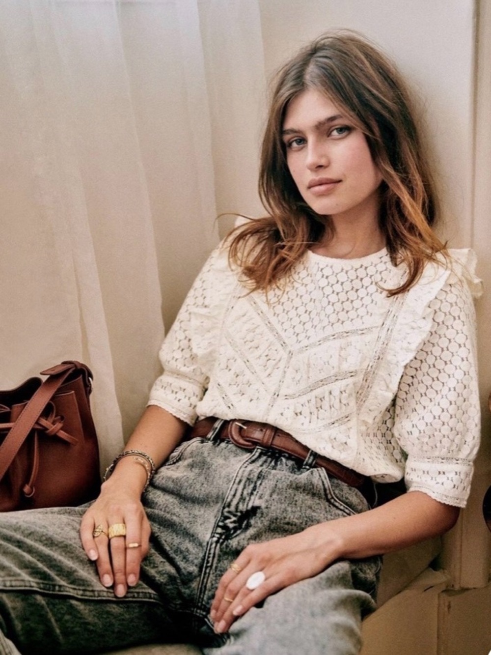 Sezane Fanon blouse, ecru color, Size 36